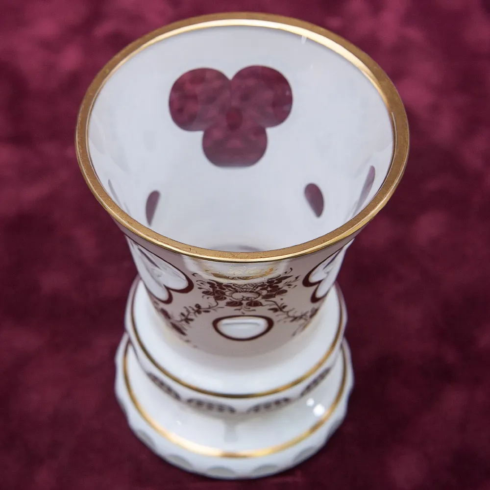 Винтажная Стеклянная Ваза - Кубок «Золотые Розы»  LAUSITZER GLASWERKE Германия - 50-70е гг.