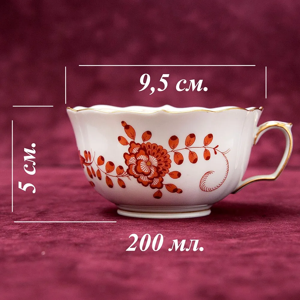 Чайный Сервиз «Индийский цветок» на 6-ть персон Фарфор MEISSEN / МЕЙСЕН Германия.