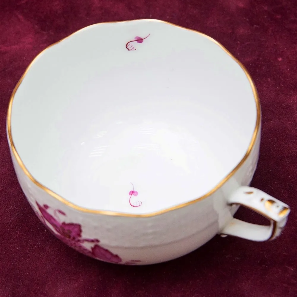 Коллекционная Чайная пара+Тарелка (Тройка) APPONYI PURPUR. Фарфор HEREND, Венгрия.