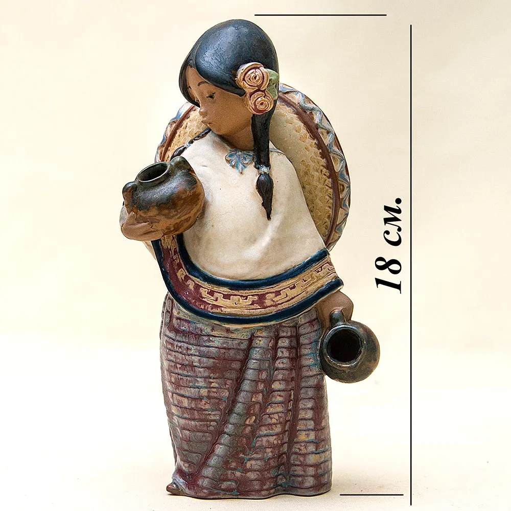 Коллекционная Фарфоровая статуэтка «Девочка в сомбреро» серия Грес Lladro, Испания - 1984 год.