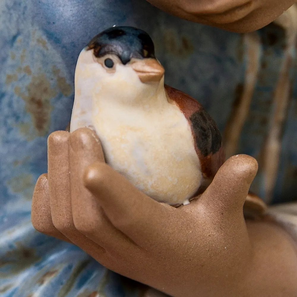 Коллекционная Фарфоровая статуэтка «Девочка с воробьем» серия Грес Lladro, Испания - 1991 год.