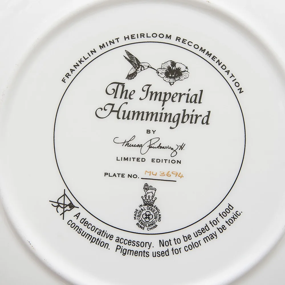 Коллекционная Тарелка «Имперcкий Колибри» Фарфор ROYAL DOULTON Англия - 80 гг.