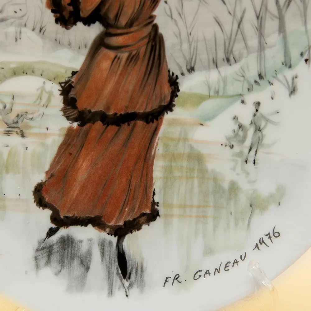 Коллекционная Тарелка «Женщина и 1890 год » Фарфор, Лимож, Limoges, Франция - 1976 год.