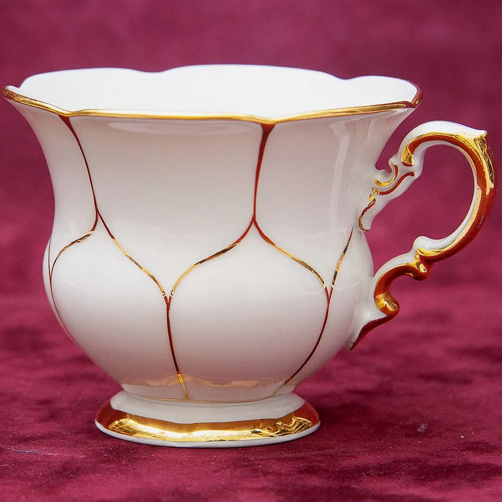 Чайная пара+Тарелка (Тройка) «Белое Золото» Фарфор MEISSEN / МЕЙСЕН Германия -70гг.