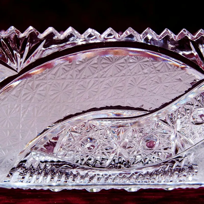 Конфетница - Ваза «Лодочка» Хрусталь, LAUSITZER GLASWERKE, Германия 60-е гг.