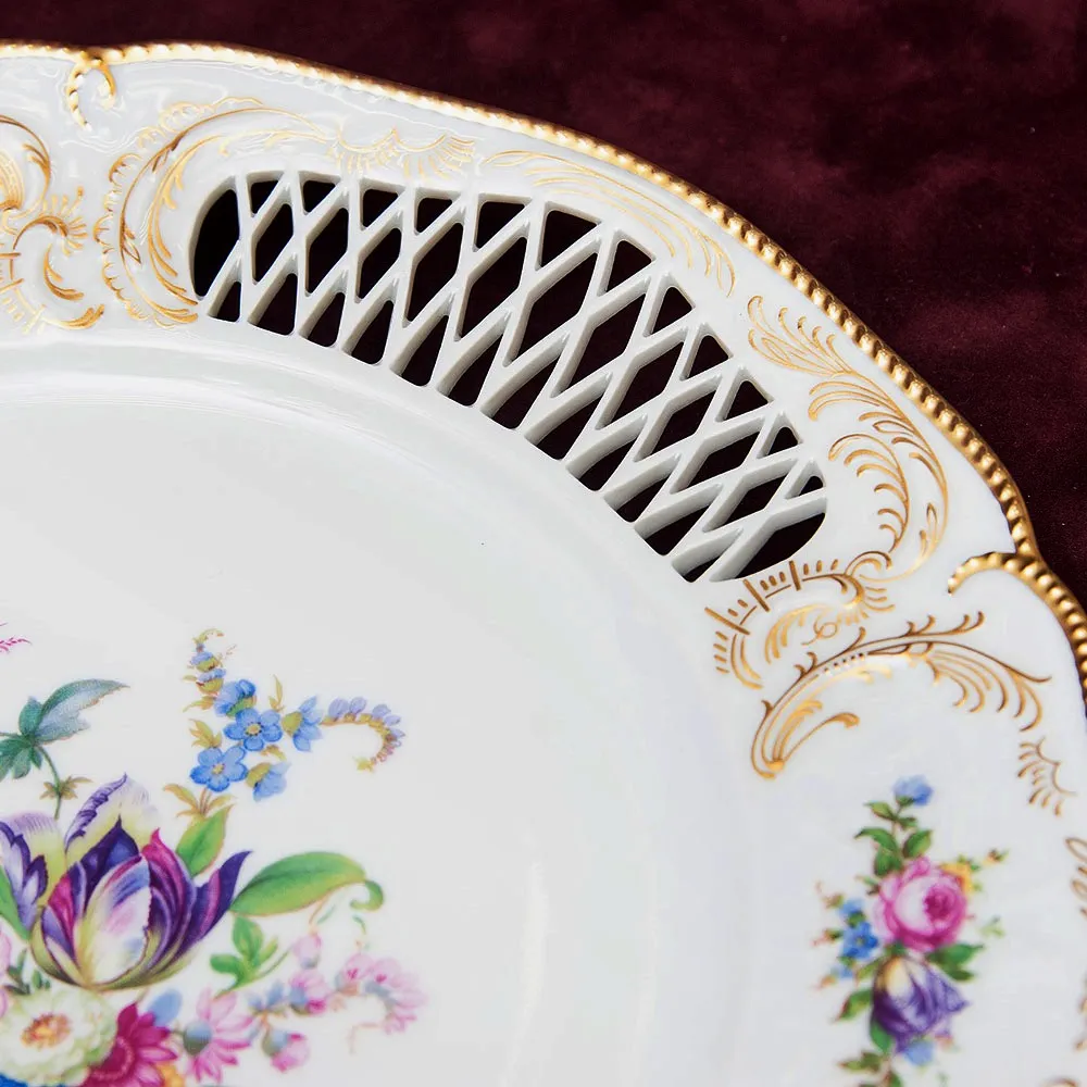 Коллекционная Тарелка - Блюдо «Садовый букет» Прорезной Фарфор, ROSENTHAL Германия.