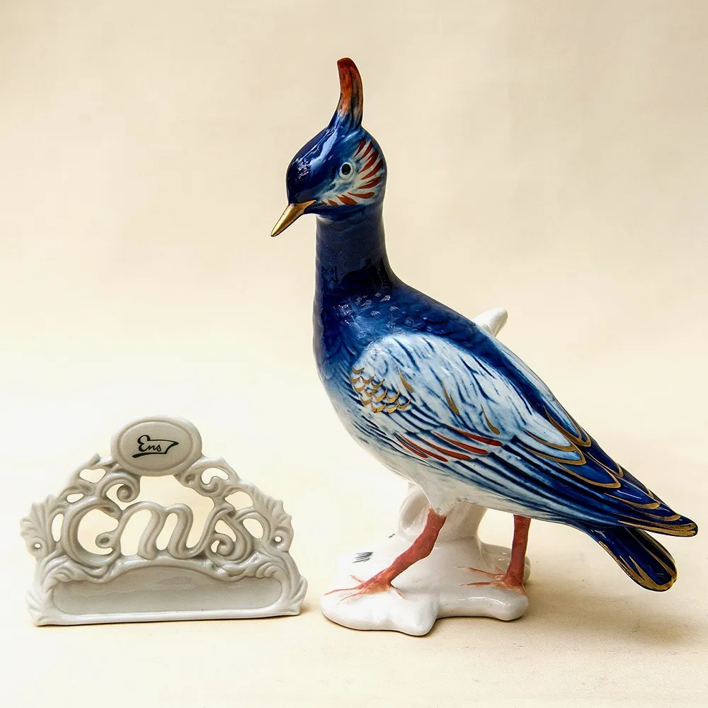 Птица - Фарфоровая статуэтка «Голубой Чибис», Карл Энс / Karl Ens,  Германия, 50-е годы ХХ века.