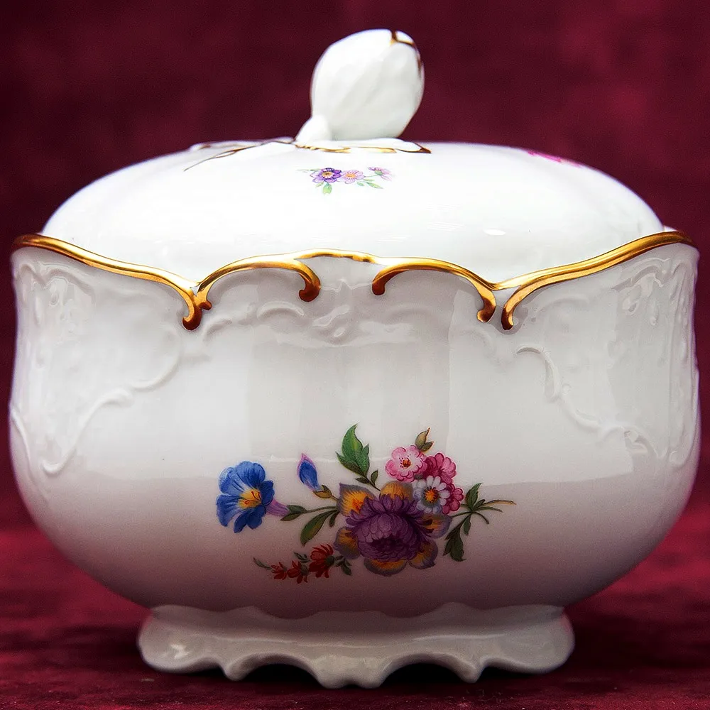 Фарфоровая Сахарница - Конфетница «Летний сад» Furstenberg, Германия середина ХХ века.