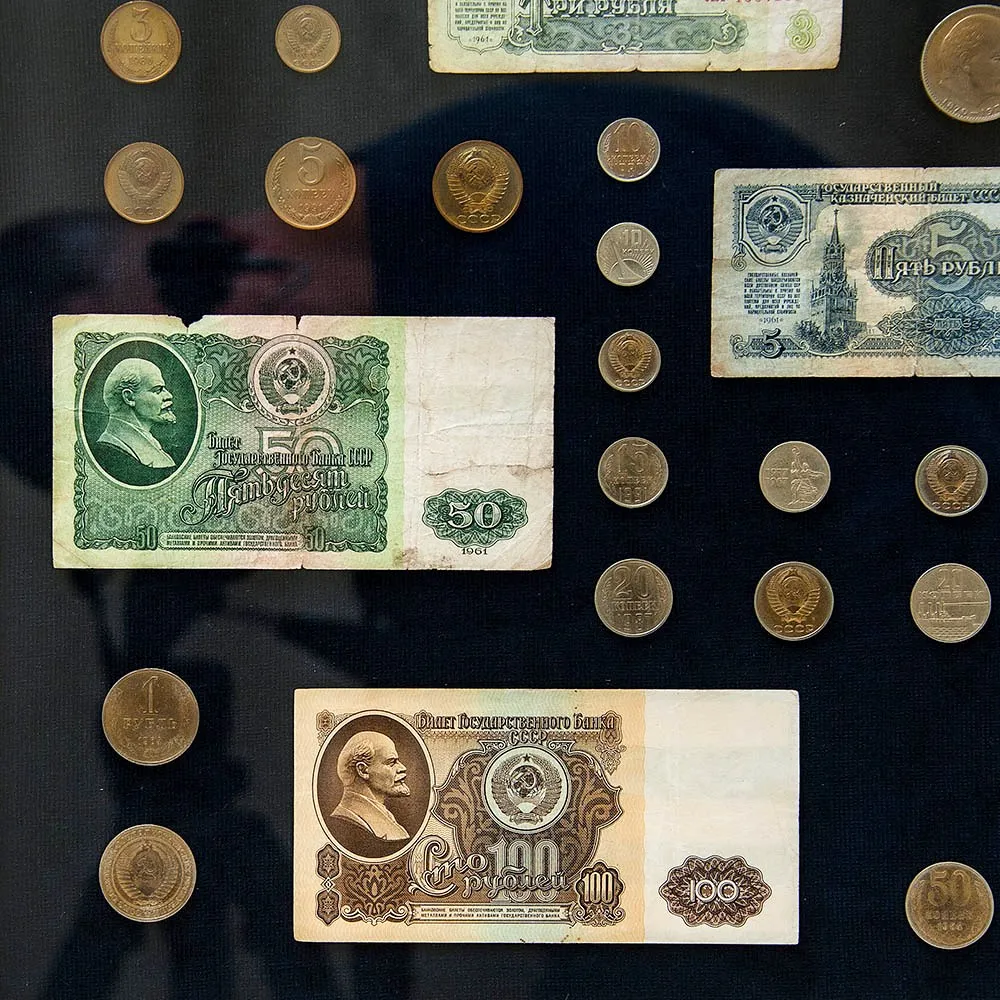 Настенное Коллекционное Панно - Картина «Советские монеты и Банкноты», СССР.