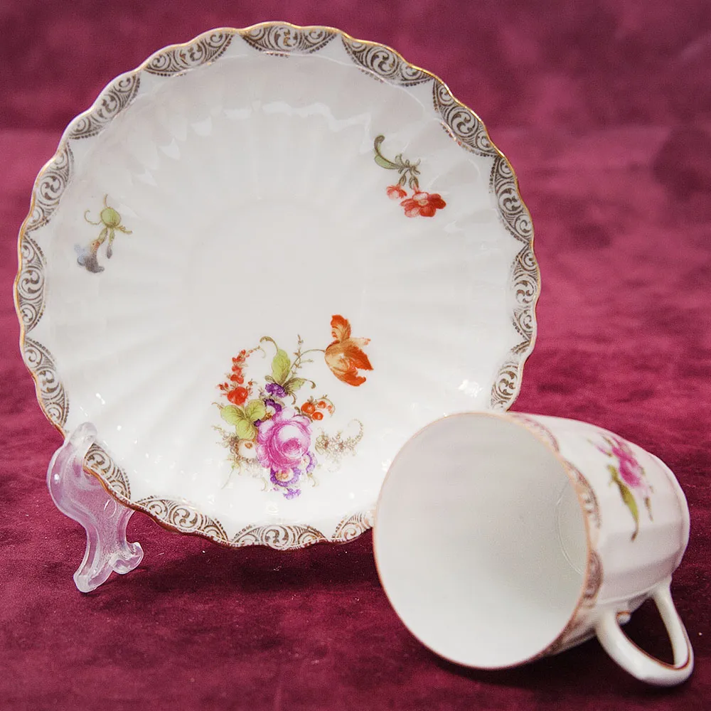 Антикварная Кофейная пара «БУКЕТ», Wurttemberg Германия, 1904 - 1934 годы.