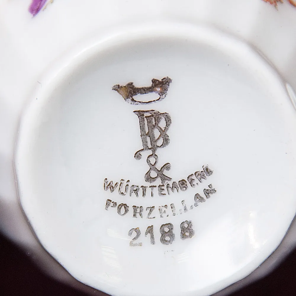 Антикварная Кофейная пара «БУКЕТ», Wurttemberg Германия, 1904 - 1934 годы.