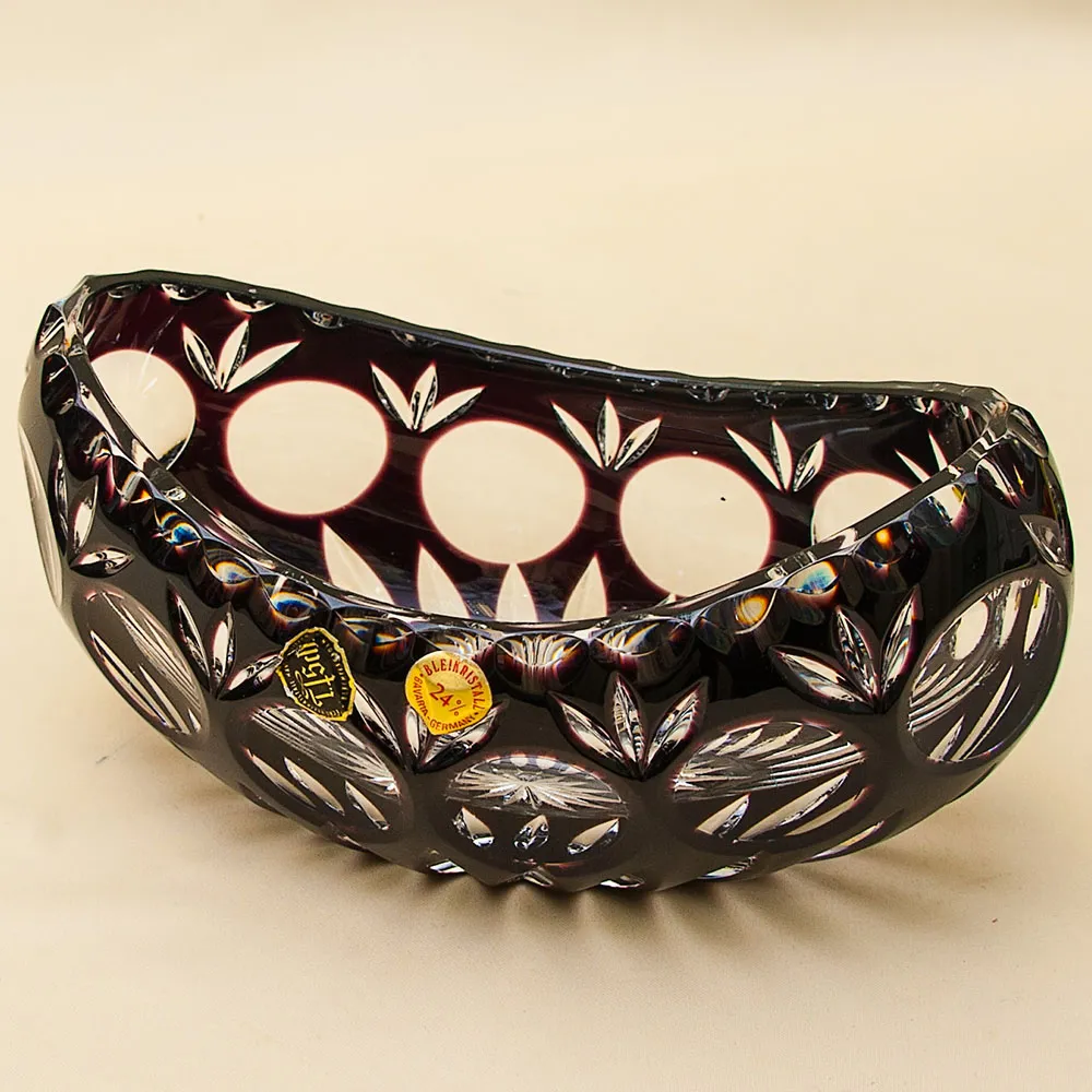 Ваза-Конфетница «ЛАДЬЯ» Цветной Хрусталь Trischler Winterhalder Германия 70-е гг.