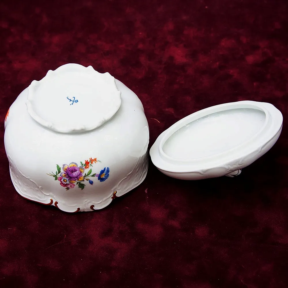 Фарфоровая Сахарница - Конфетница «Летний сад» Furstenberg, Германия середина ХХ века.