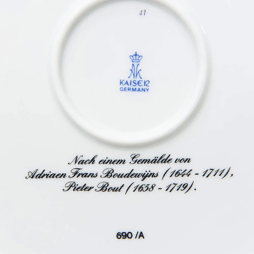 Большое Коллекционное Блюдо - Тарелка «Пейзаж на набережной» Фарфор KAISER Германия.