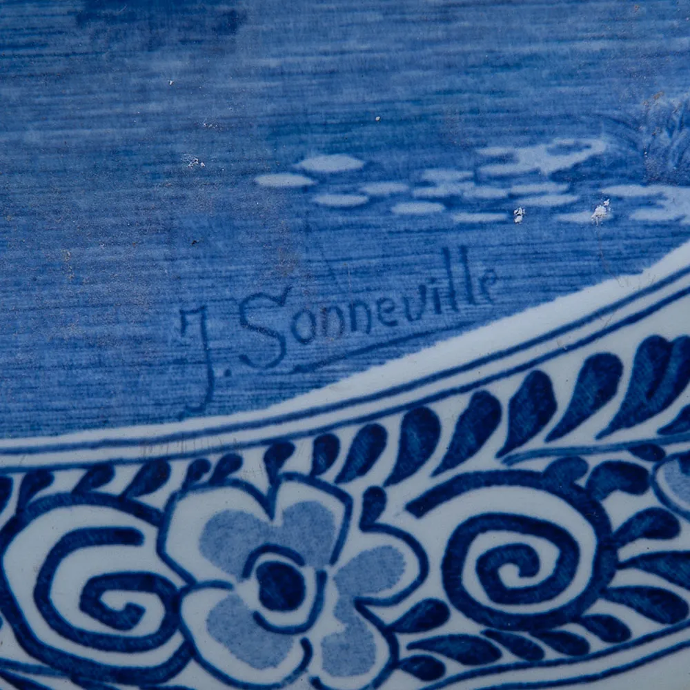 Декоративная Фарфоровая Тарелка «Сельский пейзаж» Голландия DELFTs . d - 40 см.