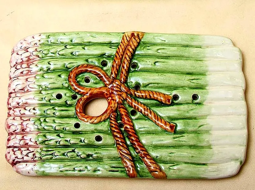 Фаянсовое Сервировочное Блюдо - Судок для подачи Спаржи, Франции начало ХХ века.