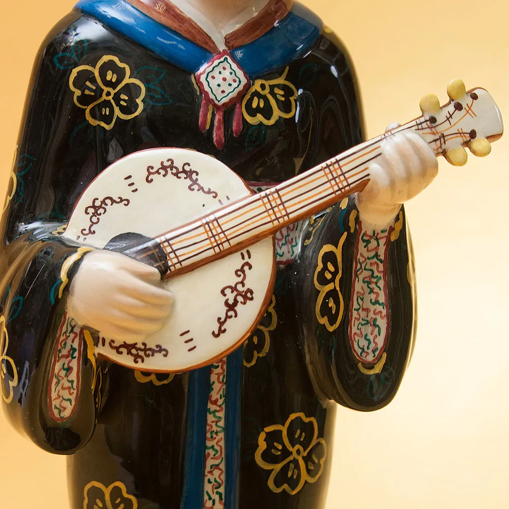 Большая Интерьерная Фаянсовая Статуэтка «Девушка с лютней», CIA MANNA Италия 50-е годы.