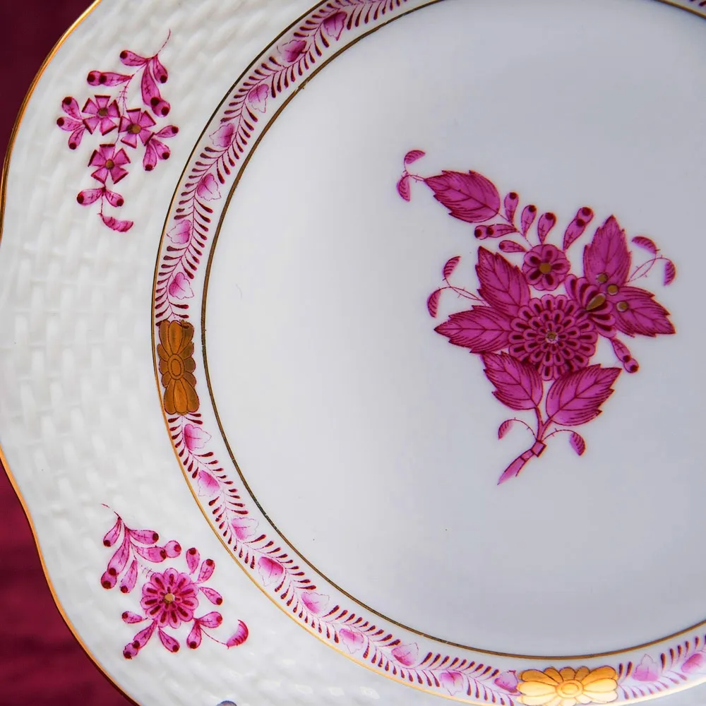 Коллекционная Чайная пара+Тарелка (Тройка) APPONYI PURPUR. Фарфор HEREND, Венгрия.