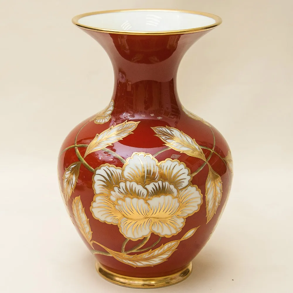 Коллекционная Ваза из серии «Золото Роз» Фарфор Hertel, Jacob&Co. Германия Н-25см.