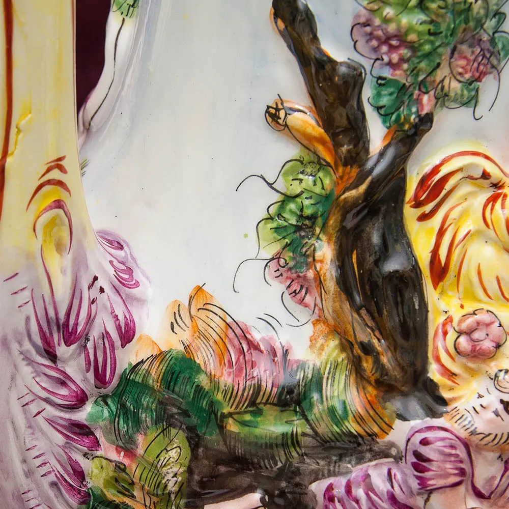 Большой Декоративный Кувшин - Ваза «Райский Сад», Фаянс Capodimonte / Каподимонте Италия Н-53 см.