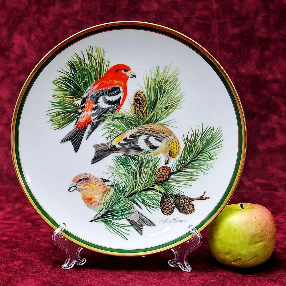 Коллекционная Тарелка - Блюдо «Клест Белокрылый» Фарфор, Franklin Porcelain США - 80-е гг..