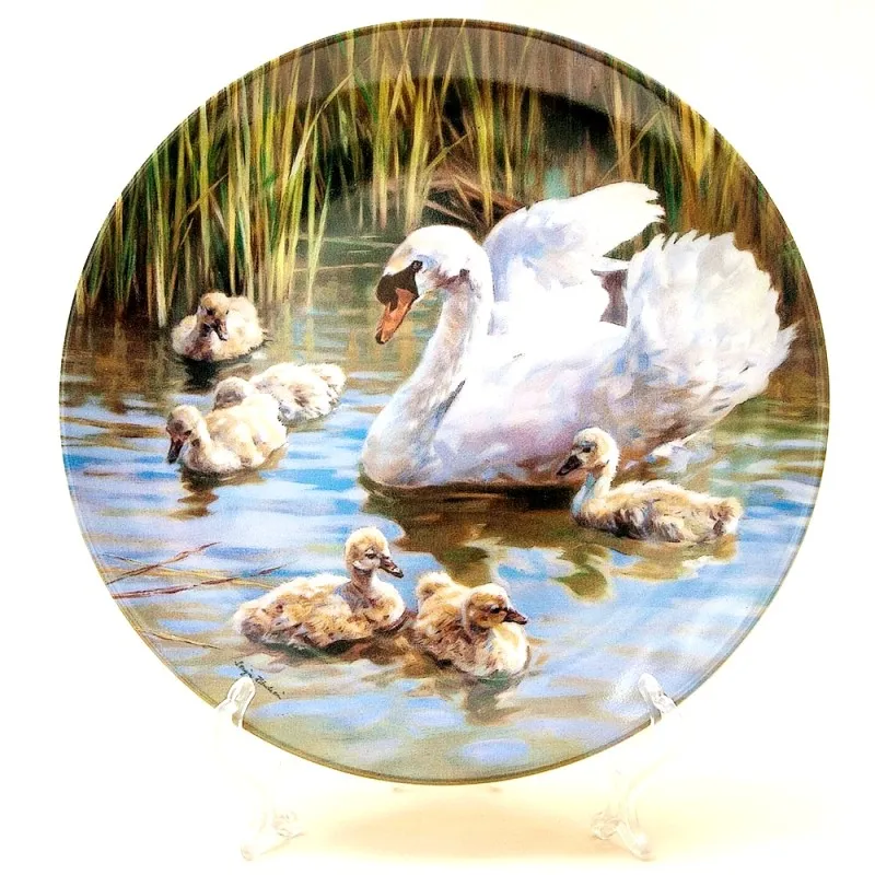 Коллекционная Тарелка «Гордые Лебеди» серия «Птицы у воды», Фарфор, Швейцария -1995г.