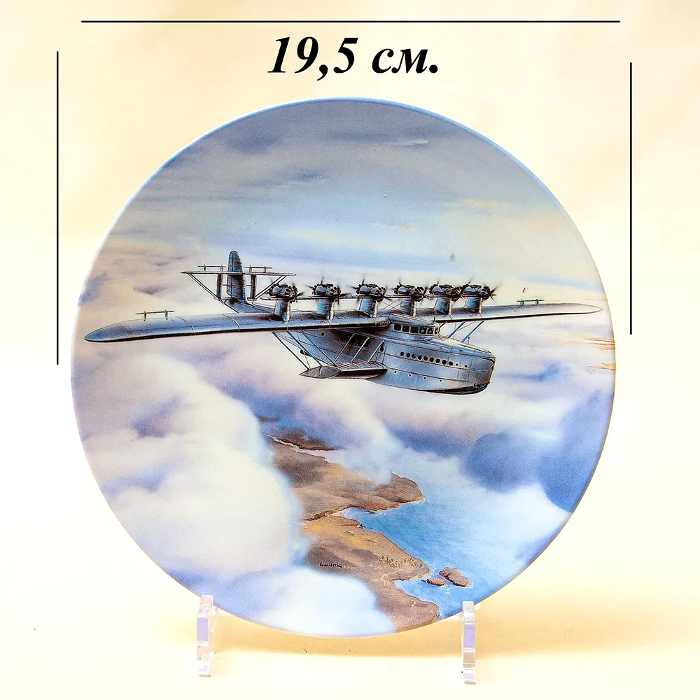 Коллекционная Тарелка «Самолёт - Дорнье Do X над побережем» Фарфор, Германия -1994 год.