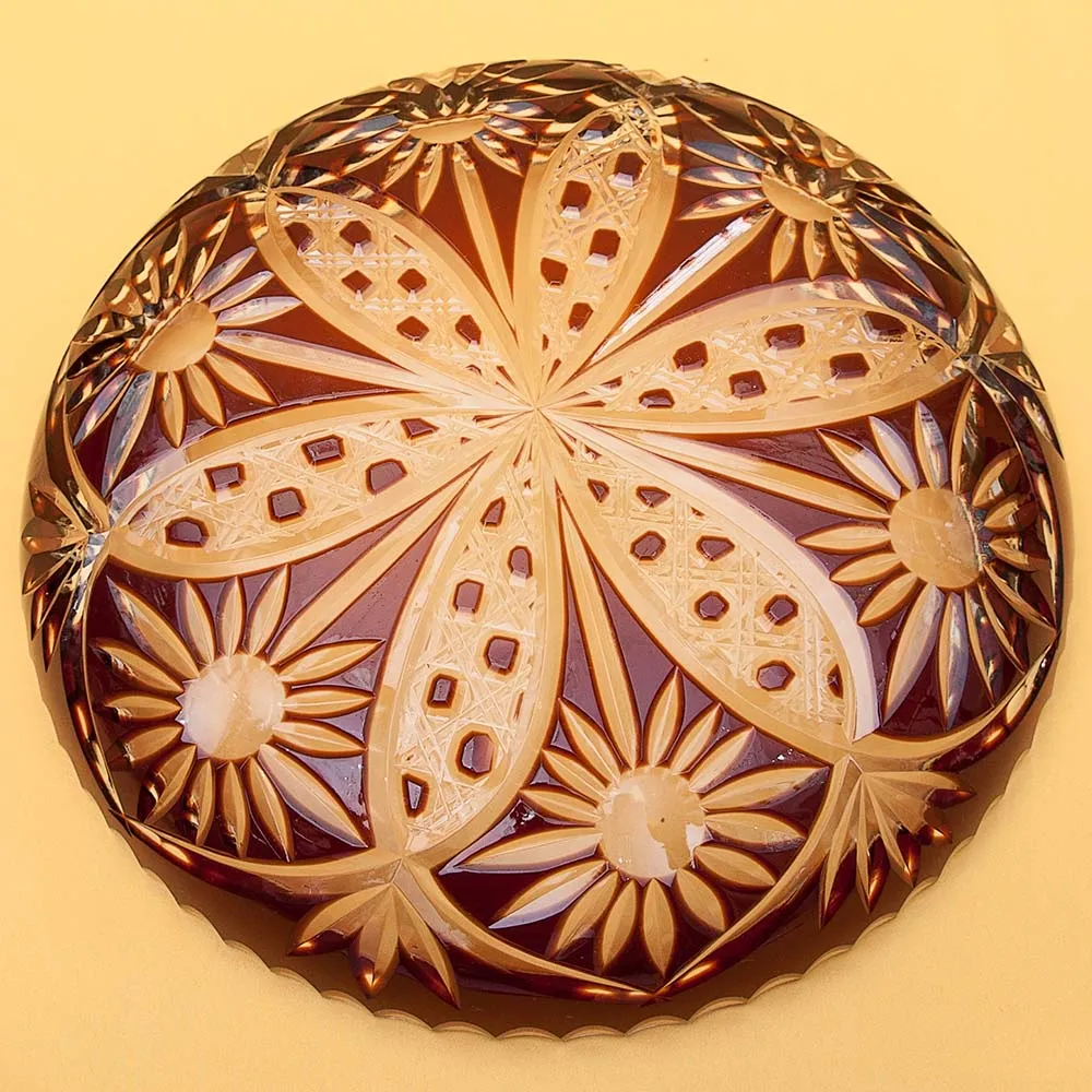 Блюдо - Фруктовница Цветного Хрусталя «Ромашки» Германия D-28 см., конец 60-х гг.