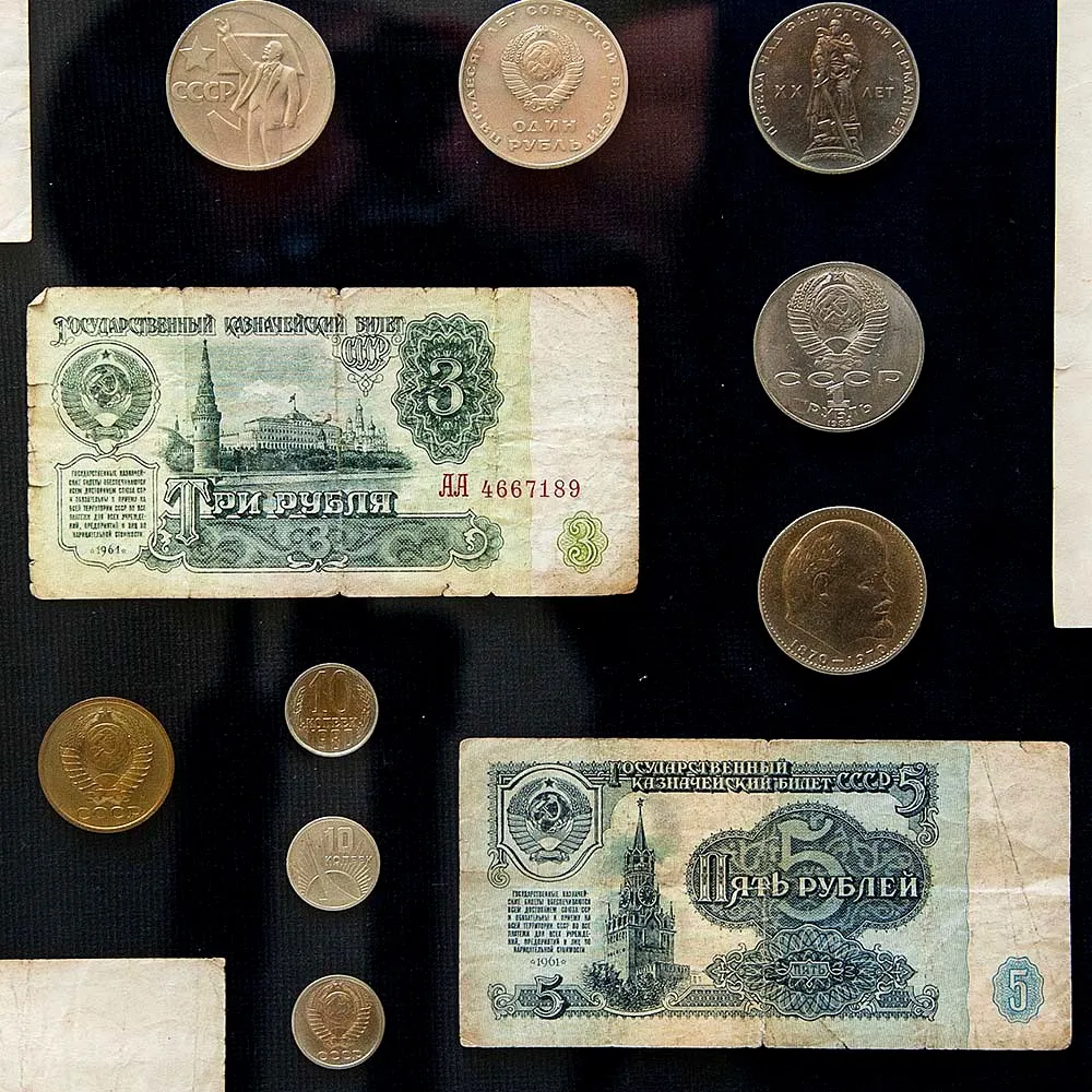 Настенное Коллекционное Панно - Картина «Советские монеты и Банкноты», СССР.