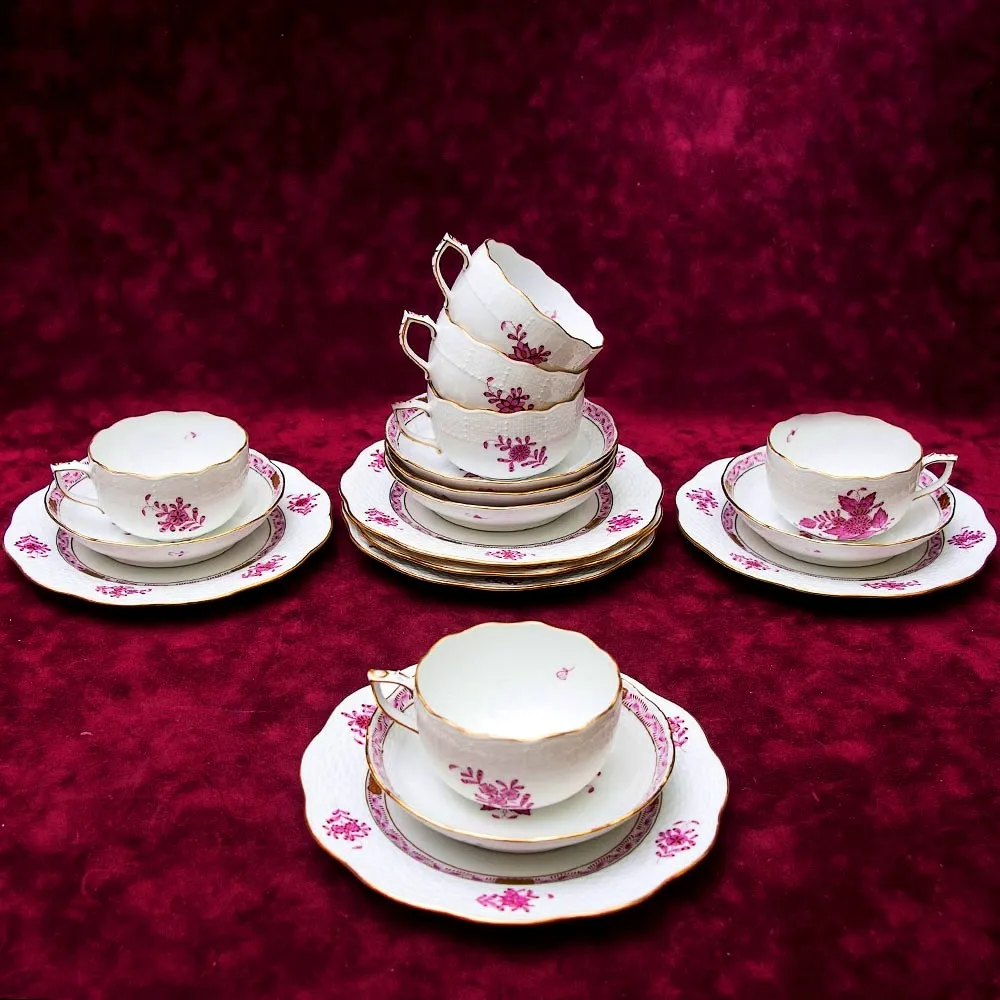Чайный набор APPONYI PURPUR на 6 персон, 18 предметов. Фарфор HEREND, Венгрия.