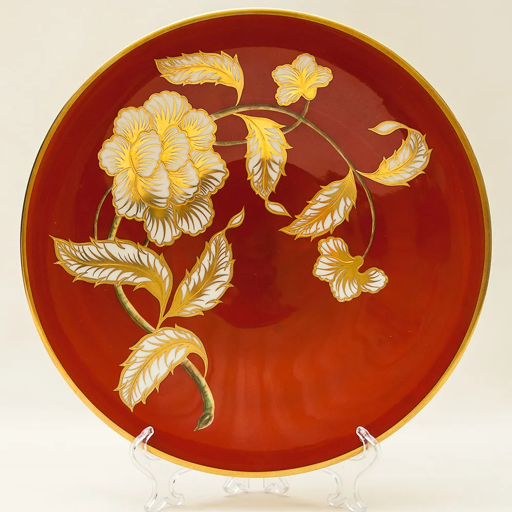 Коллекционная Тарелка - Блюдо из серии «Золото Роз» Фарфор Hertel, Jacob&Co. Германия D-30см.