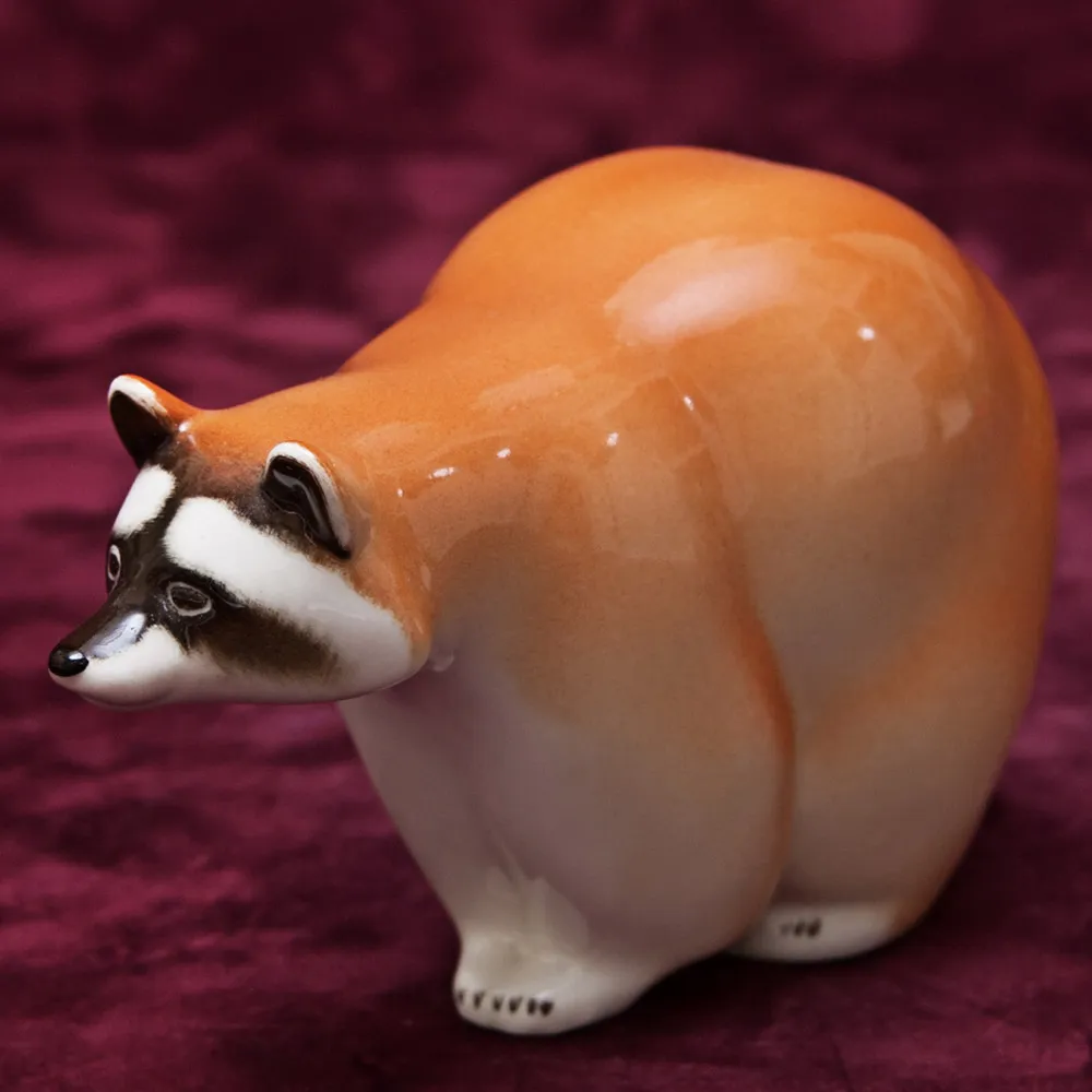 Коллекционный Триптих - Фарфоровые Статуэтки «Три Енота», ЛФЗ СССР -1962 год.