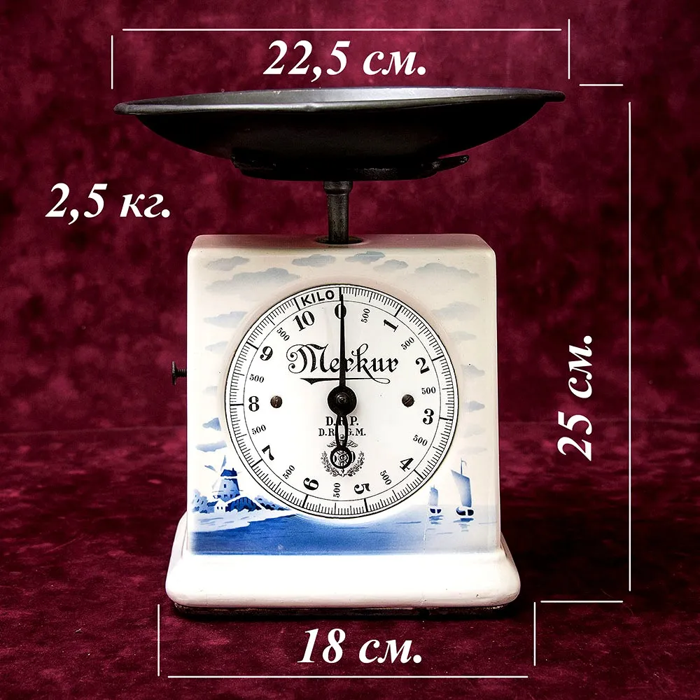 Кухонные Весы «Merkur» в Фарфоровом корпусе, D.R & G.M., Германия -1915 год.