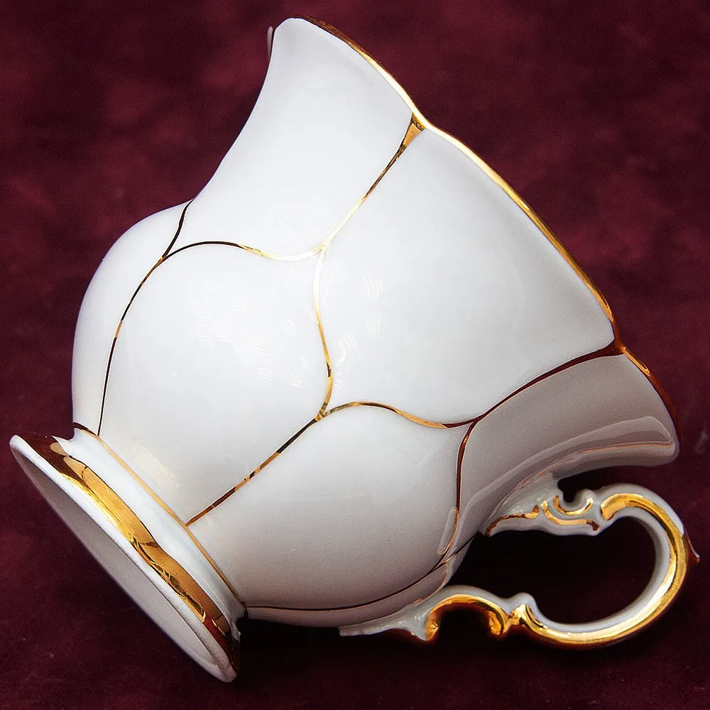 Чайная пара+Тарелка (Тройка) «Белое Золото» Фарфор MEISSEN / МЕЙСЕН Германия -70гг.