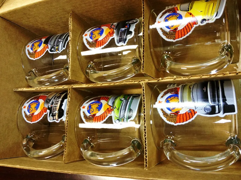 Набор Стеклянных Кружек 6 штук - Автомобили СССР