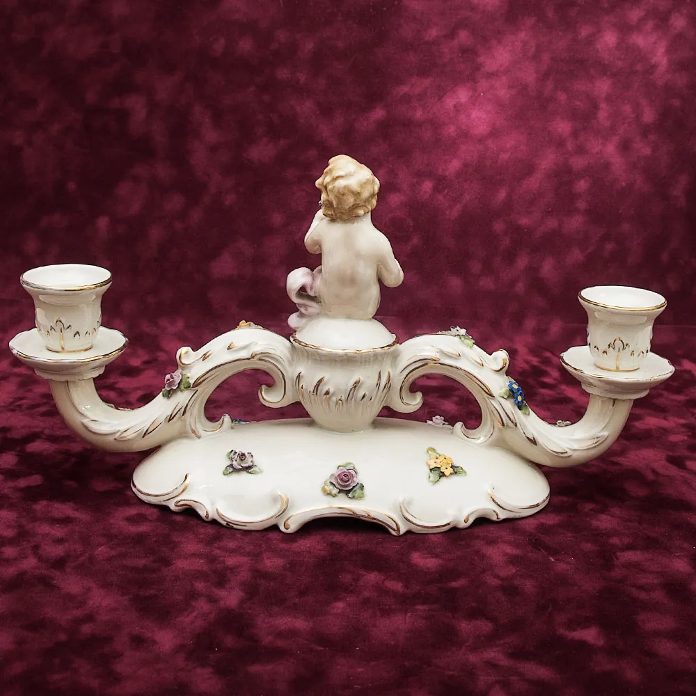 Подсвечник «Путти» Фарфор - Von Schierholz - Германия 1930-1950 годы ХХ века.