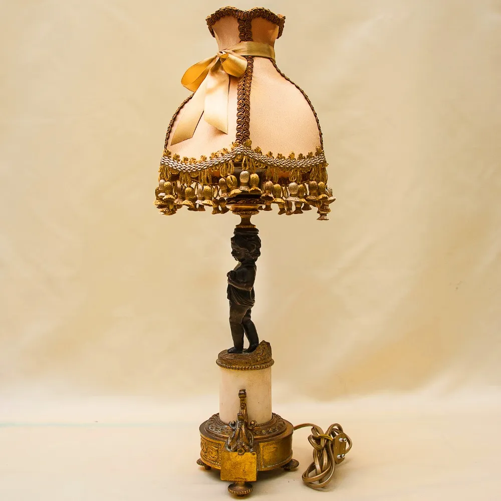 Винтажная Настольная Электрическая Лампа - Светильник «Путти - Ангелочек» Франция.