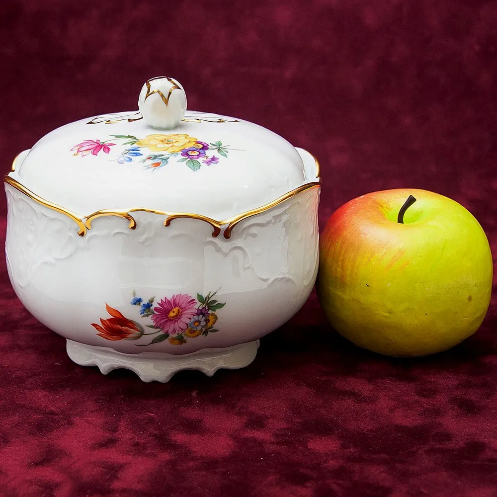 Фарфоровая Сахарница - Конфетница «Летний сад» Furstenberg, Германия середина ХХ века.