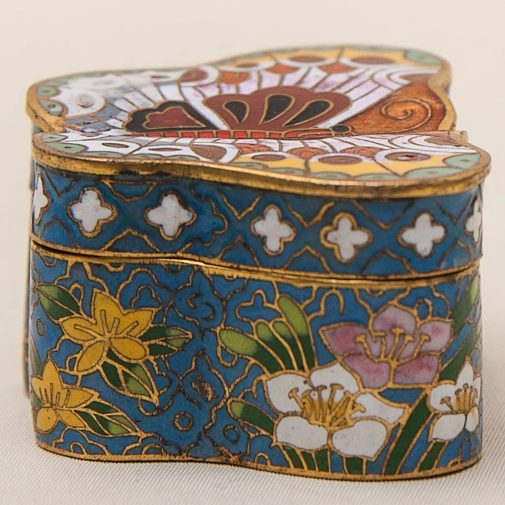 Винтажная Шкатулка - Бонбоньерка «БАБОЧКА» в технике «Клуазоне», Китай 50-е годы ХХ века. 