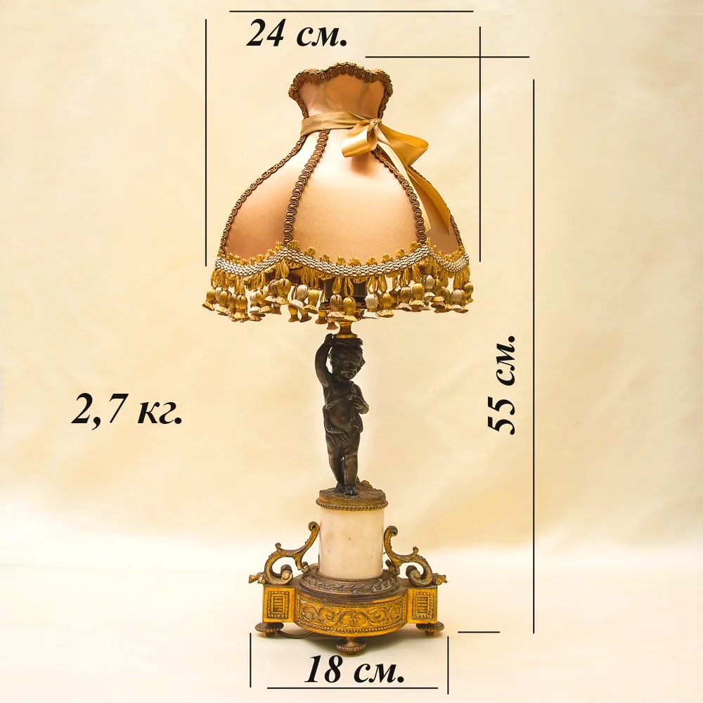 Винтажная Настольная Электрическая Лампа - Светильник «Путти - Ангелочек» Франция.
