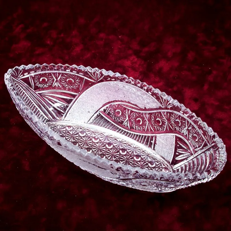 Конфетница - Ваза «Лодочка» Хрусталь, LAUSITZER GLASWERKE, Германия 60-е гг.