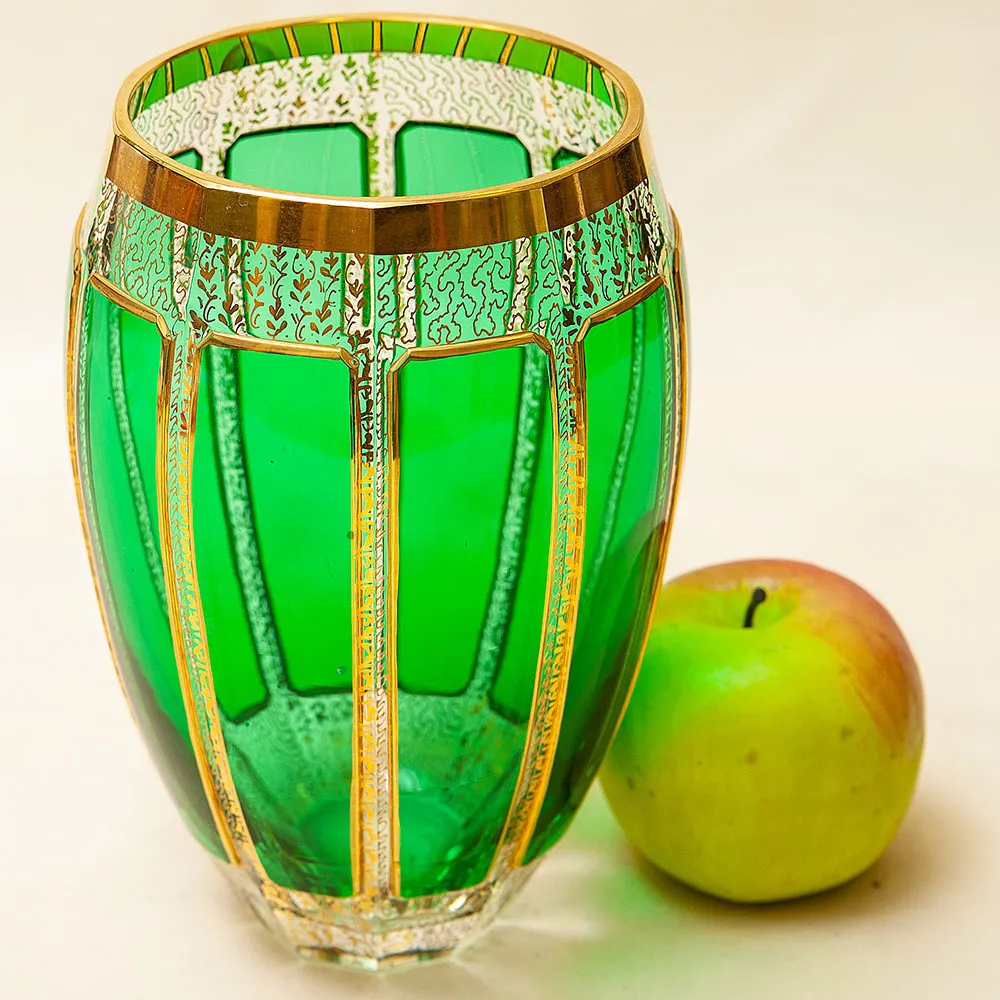 Коллекционная Ваза для Цветов «Зелёный Изумруд», Хрусталь ERNST WITTIG, Германия середина ХХ века.