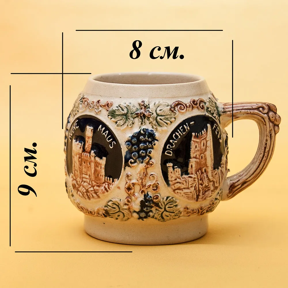 Крюшонница - Горшок для Глинтвейна «Старинные Замки» + 4-е Кружки Фаянс Германия