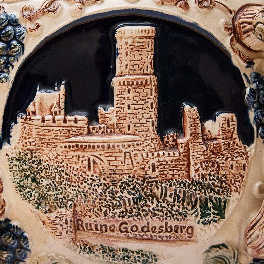 Крюшонница - Горшок для Глинтвейна «Старинные Замки» + 4-е Кружки Фаянс Германия