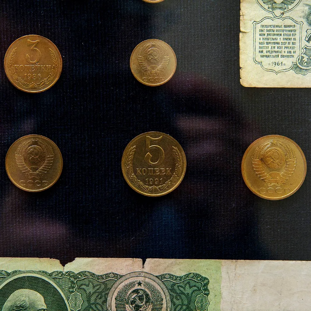 Настенное Коллекционное Панно - Картина «Советские монеты и Банкноты», СССР.