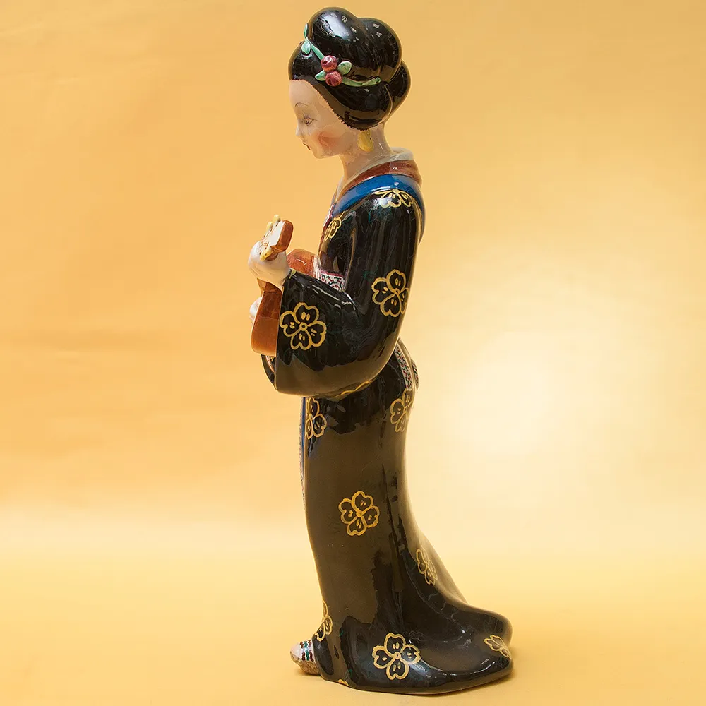 Большая Интерьерная Фаянсовая Статуэтка «Девушка с лютней», CIA MANNA Италия 50-е годы.