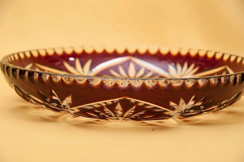 Блюдо - Фруктовница Цветного Хрусталя «Ромашки» Германия D-28 см., конец 60-х гг.