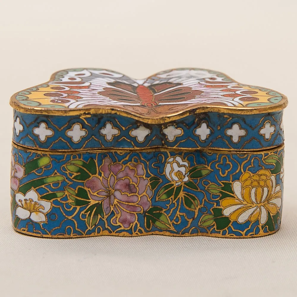 Винтажная Шкатулка - Бонбоньерка «БАБОЧКА» в технике «Клуазоне», Китай 50-е годы ХХ века. 