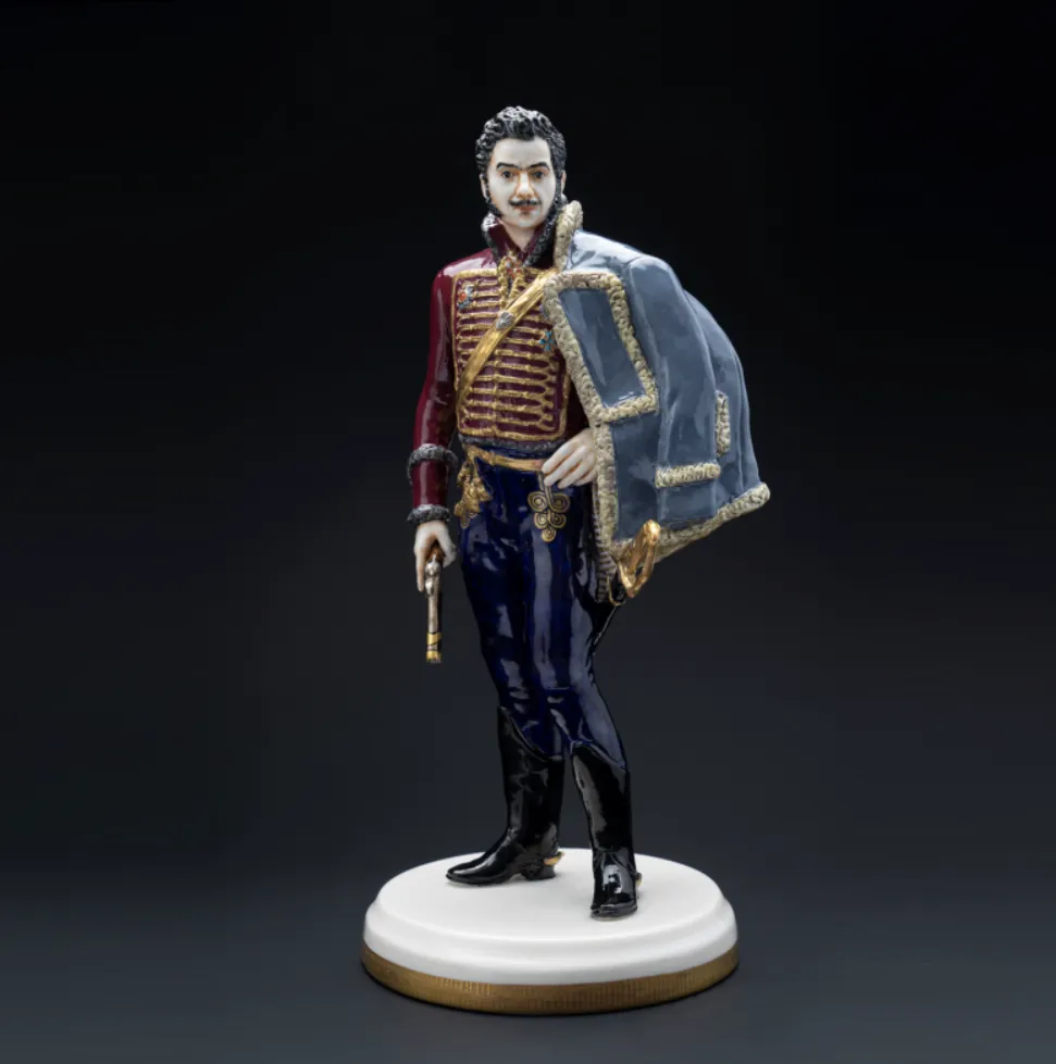 Коллекционная Авторская Статуэтка «Генералы Отечественной Войны 1812 года - Давыдов Д.В.», фарфор, Россия. 