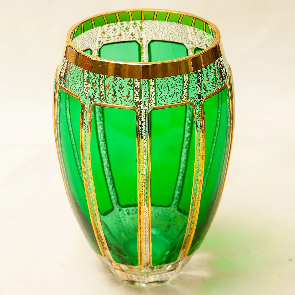 Коллекционная Ваза для Цветов «Зелёный Изумруд», Хрусталь ERNST WITTIG, Германия середина ХХ века.